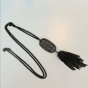 Kendra Scott long pendant necklace in gunmetal